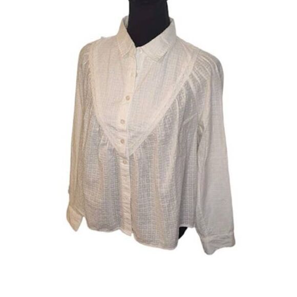 Anthropologie Pilcro Ivory Lace Back Button Up Blouse Small - Picture 2 of 6